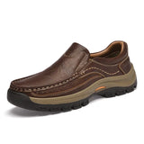 🔥Último día con 50% de descuento 🔥Mocasines de cuero genuino cosidos a mano para hombre | Zapatos casuales sin cordones con suela blanda