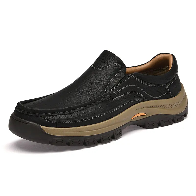 🔥Último día con 50% de descuento 🔥Mocasines de cuero genuino cosidos a mano para hombre | Zapatos casuales sin cordones con suela blanda