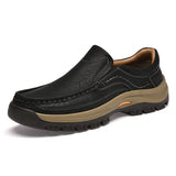 🔥Último día con 50% de descuento 🔥Mocasines de cuero genuino cosidos a mano para hombre | Zapatos casuales sin cordones con suela blanda