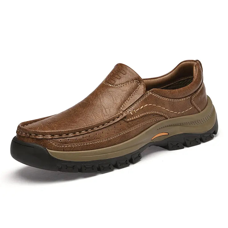 🔥Último día con 50% de descuento 🔥Mocasines de cuero genuino cosidos a mano para hombre | Zapatos casuales sin cordones con suela blanda