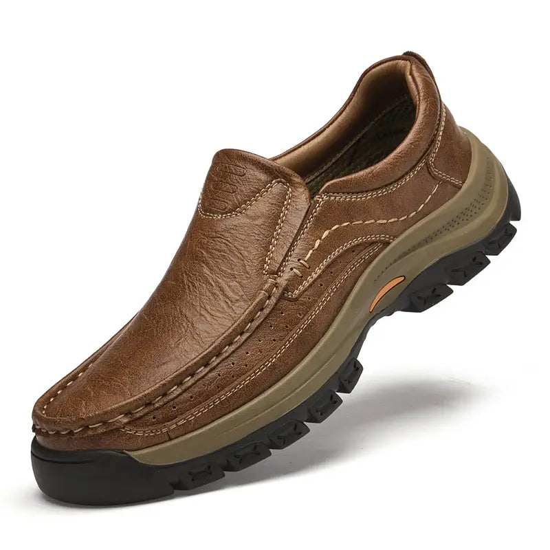 🔥Último día con 50% de descuento 🔥Mocasines de cuero genuino cosidos a mano para hombre | Zapatos casuales sin cordones con suela blanda